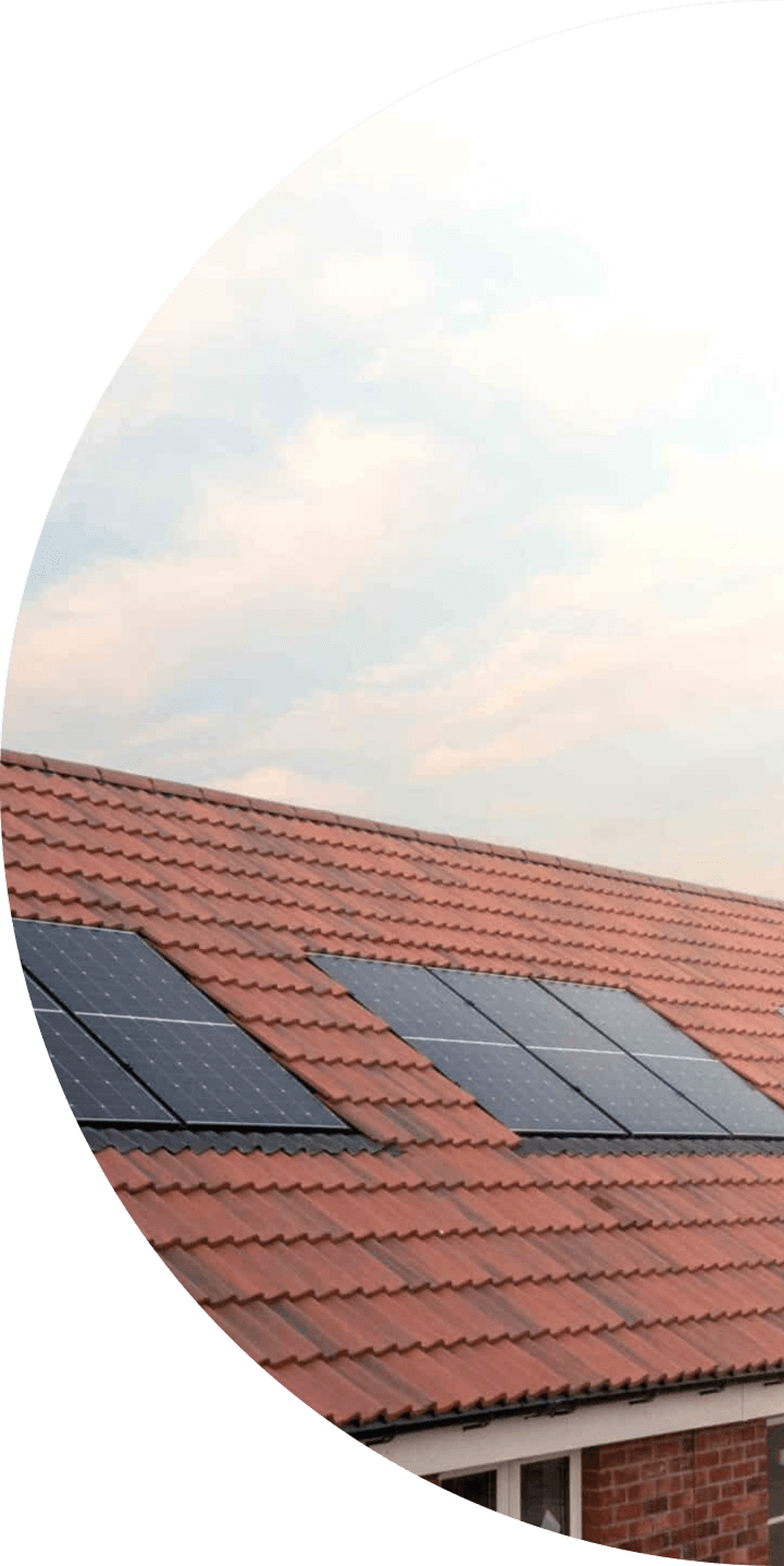A roof with solar panels on it